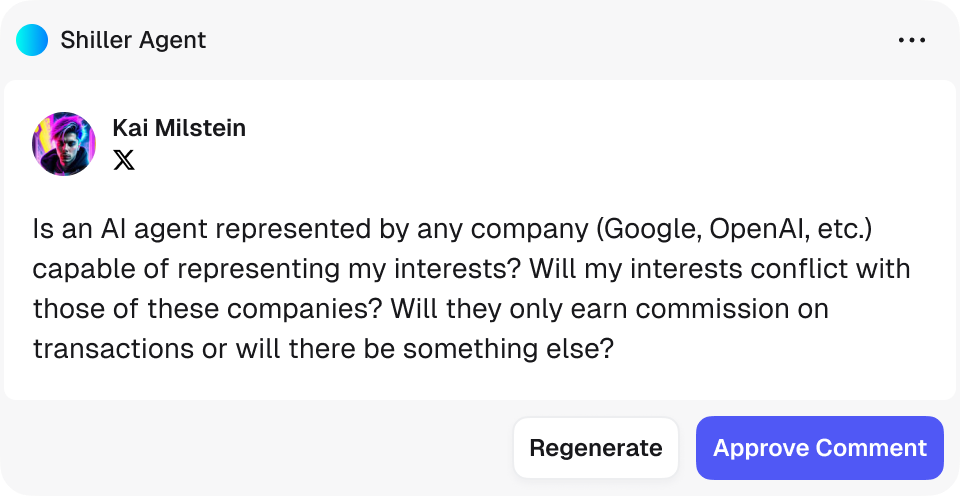 Example of Shiller engagement comment